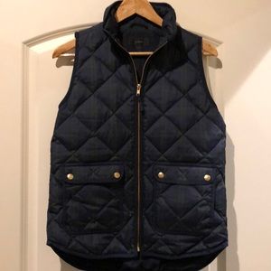J Crew Black Watch Plaid Vest